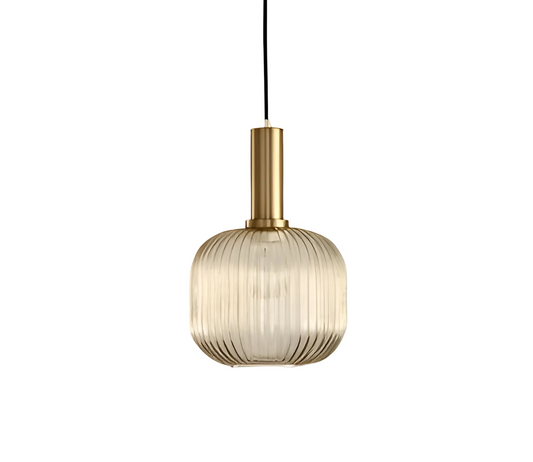 Lampa wisząca z ryflowanego szkła w stylu vintage