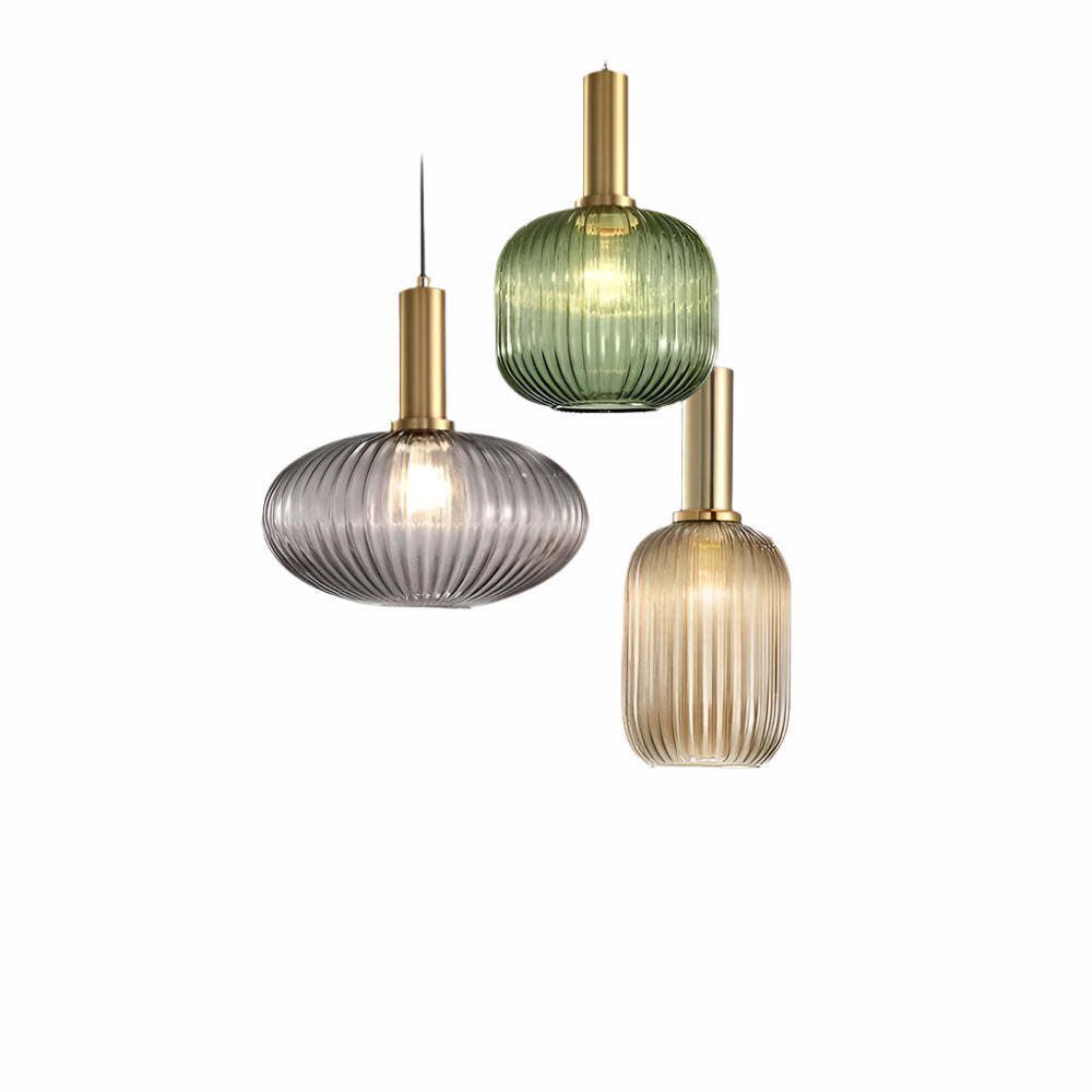 Lampa wisząca z ryflowanego szkła w stylu vintage